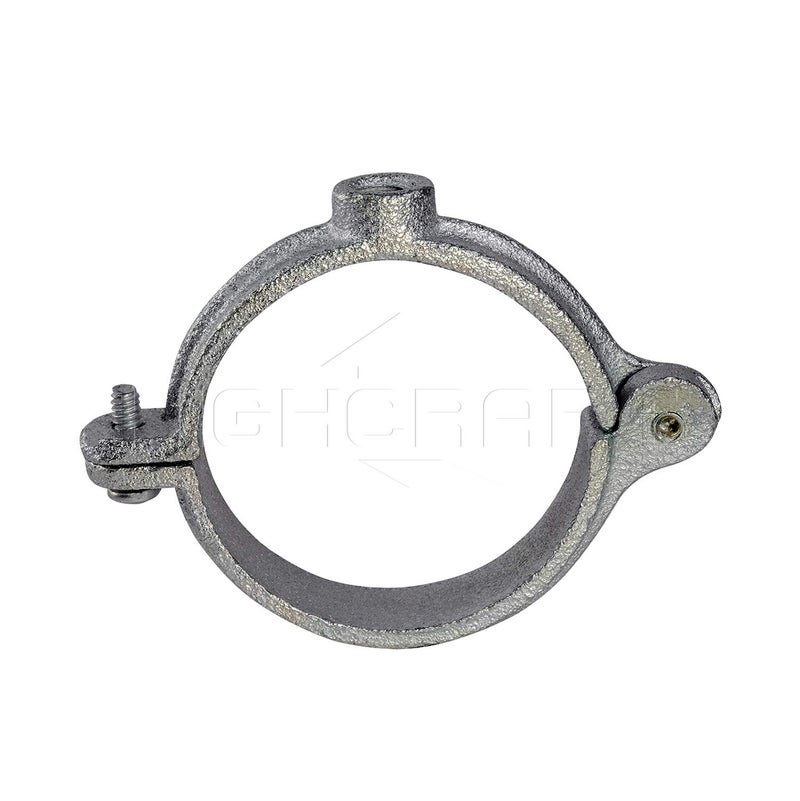 HIGHCRAFT HINGG-112-5 Industrial Decor Hinged Split Ring Pipe Hanger 1-1/2 in. Galvanized Iron, with 3/8 in. Rod Fitting, Vintage Mounting Bracket for Tubing, Shower Curtain, Tiki Torch (5 Pack) - Image 3